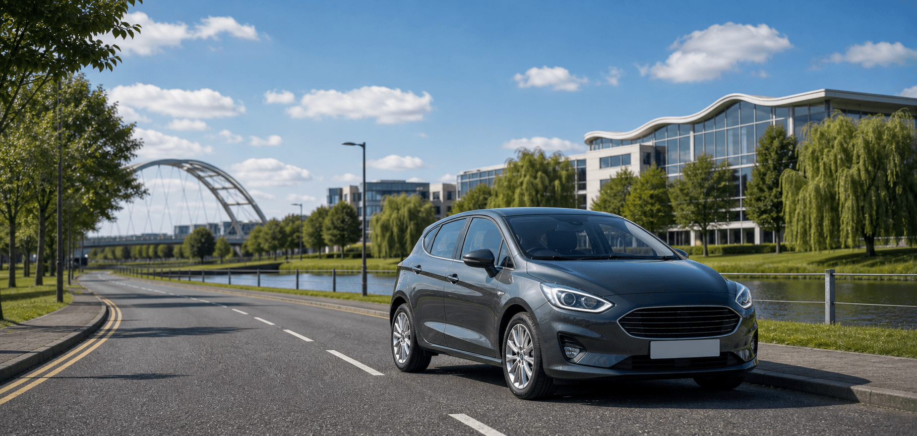 Compact hire car ready for practical travel around Dunstable